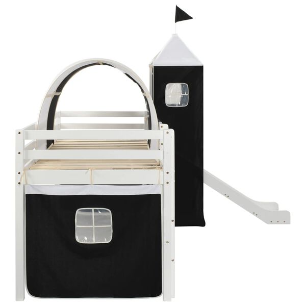 vidaXL loftseng til b&oslash;rn med rutsjebane og stige fyrretr&aelig; 97 x 208 cm