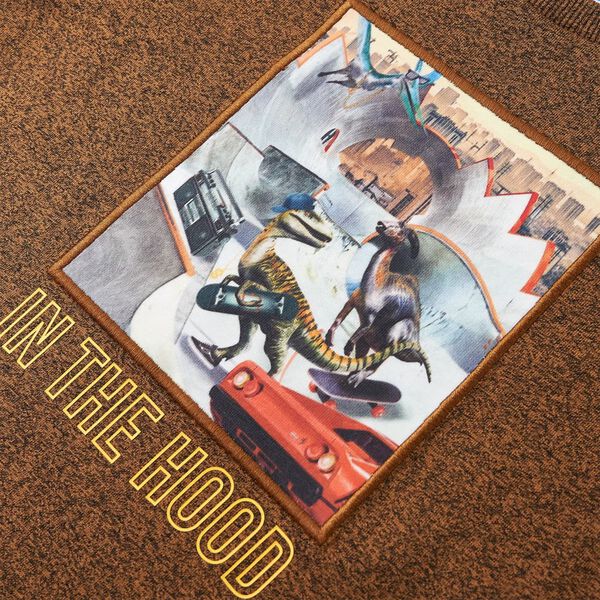 Lang&aelig;rmet T-shirt til b&oslash;rn str. 128 cognacmeleret