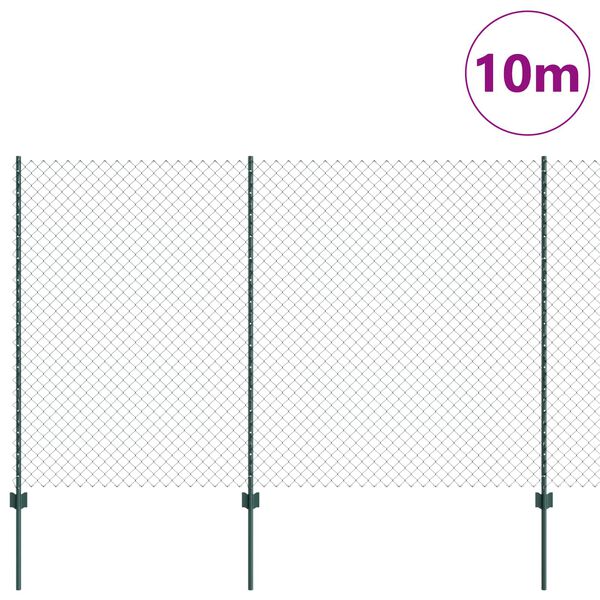 vidaXL Hegn med post Gr&oslash;n 1,6 x 10 m St&aring;l og PVC