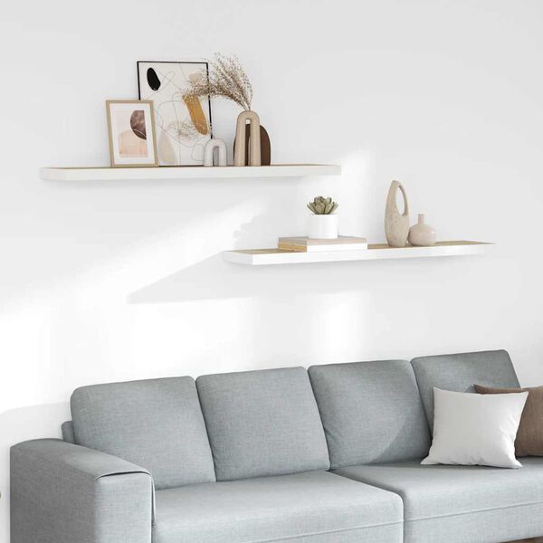 vidaXL v&aelig;ghylder 2 stk. 120x23,5x3,8 cm MDF egetr&aelig;sfarve og hvid