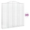 vidaXL buede gabionkurve 9 stk. 200x30x200/220 cm galvaniseret jern