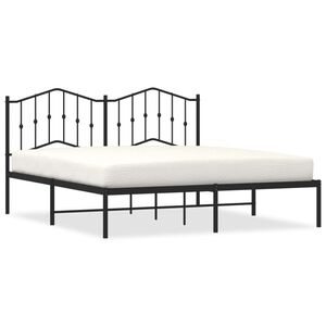 vidaXL sengeramme med sengegavl 160x200 cm metal sort
