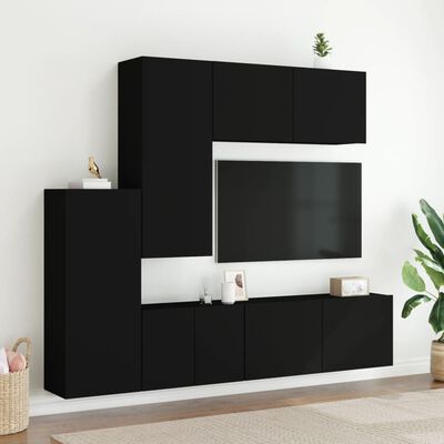 vidaXL tv-møbel til væg 5 dele konstrueret træ sort
