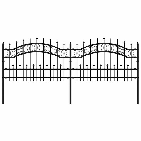 vidaXL havehegn Kampen med spydtop sort 240x75 cm st&aring;l