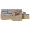 vidaXL Havesofa Sæt med pude med opbevaring 6 pcs Beige Poly rattan