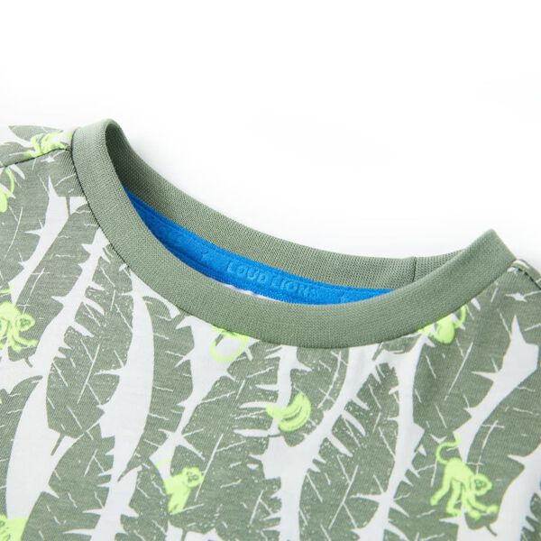 T-shirt til b&oslash;rn str. 104 ecrufarvet og m&oslash;rk elfenbensfarve