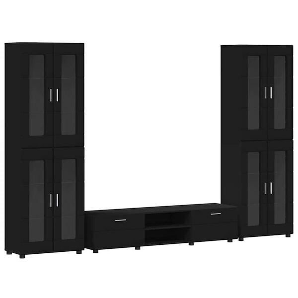 vidaXL TV-m&oslash;bels&aelig;t med skuffe med hylde FLORIN Sort Konstrueret tr&aelig;