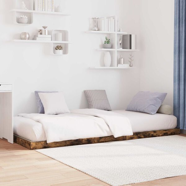 vidaXL Gulv seng ramme R&oslash;get eg 90 x 200 cm Konstrueret tr&aelig;