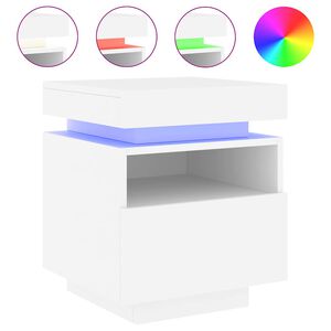 vidaXL sengebord med LED-lys 40x39x48,5 cm hvid