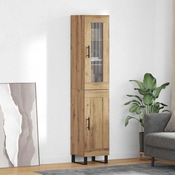 vidaXL Highboard Artisan Egetr&aelig; 34,5 x 34 x 180 cm Konstrueret tr&aelig;