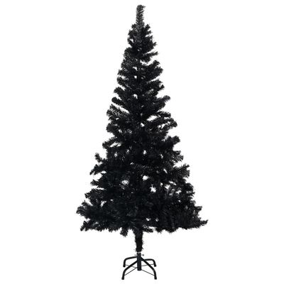 vidaXL kunstigt juletræ med lys og juletræsfod 240 cm PVC sort