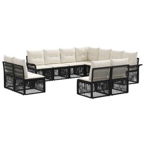 vidaXL Havesofa S&aelig;t 11 stk. Sort polyrattan