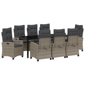 vidaXL Have Spisebordss&aelig;t 9 stk. Gr&aring; polyrattan