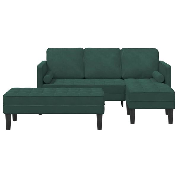 vidaXL Sofa S&aelig;t med pude 2 pcs M&oslash;rkegr&oslash;n Polyester