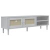 vidaXL tv-bord SENJA 158x40x49 cm rattan-look massivt fyrretr&aelig; hvid