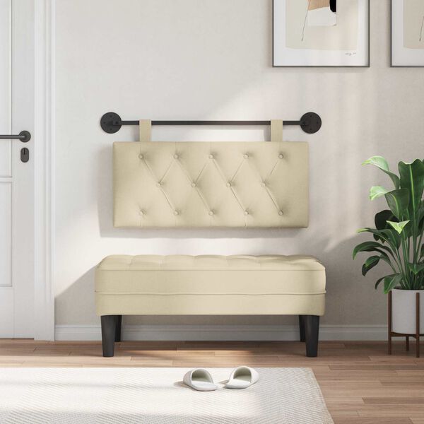 vidaXL H&aelig;ngende Hovedgavl V&aelig;gmonteret Creme 100 x 55 x 7 cm Stof