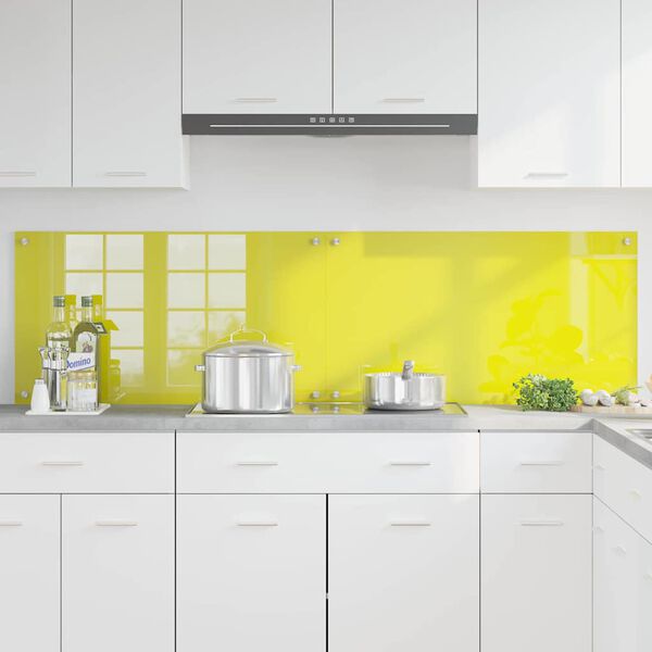 vidaXL K&oslash;kkenbacksplash 2 pcs Gul 90 x 50 cm h&aelig;rdet glas