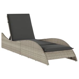 vidaXL liggestol med hynde 60x205x73 cm polyrattan lysegr&aring;