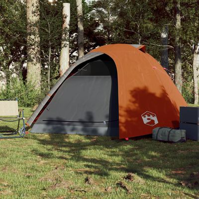vidaXL 4-personers campingtelt vandtæt grå og orange