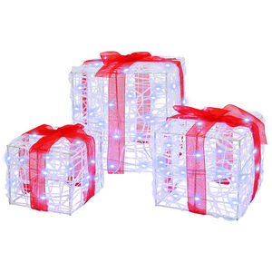 vidaXL Gave&aelig;ske 3 stk. 60 LED'er Kold hvid 20 x 20 x 20 cm Akryl