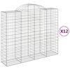 vidaXL buede gabionkurve 12 stk. 200x50x160/180 cm galvaniseret jern