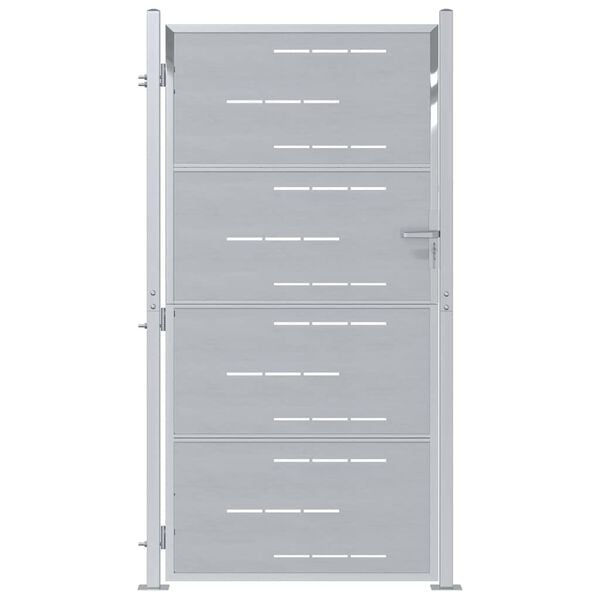 vidaXL Haveport med lås Sølv 96 x 180 cm Rustfrit stål