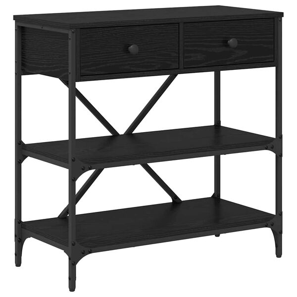 vidaXL Konsolbord med skuffe med hylde Sort eg 100 x 34,5 x 75 cm tr&aelig;
