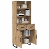 vidaXL Highboard Artisan Egetr&aelig; 69,5 x 34 x 180 cm Konstrueret tr&aelig;