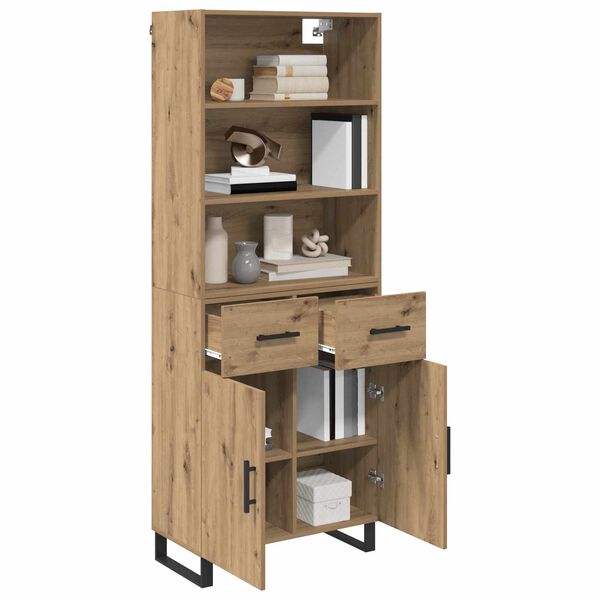 vidaXL Highboard Artisan Egetr&aelig; 69,5 x 34 x 180 cm Konstrueret tr&aelig;