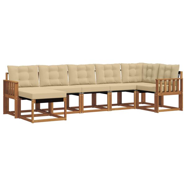 vidaXL Udend&oslash;rs sofagruppe med pude 7 pcs Naturlig og Beige
