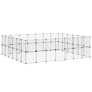vidaXL 52-panels k&aelig;ledyrsindhegning med l&aring;ge 35x35 cm st&aring;l sort