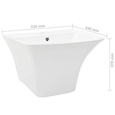 vidaXL væghængt håndvask keramik 530 x 440 x 370 mm hvid