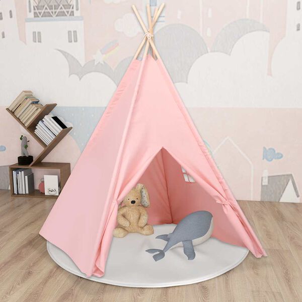 vidaXL tipi til b&oslash;rn 120x120x150 cm med b&aelig;repose polyester pink