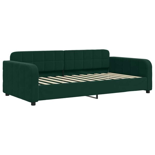 vidaXL daybed med udtr&aelig;k og skuffer 90x200 cm velour m&oslash;rkegr&oslash;n