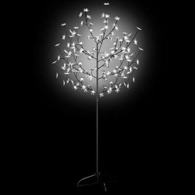 vidaXL juletræ 120 LED'er koldt hvidt lys kirsebærblomst 150 cm
