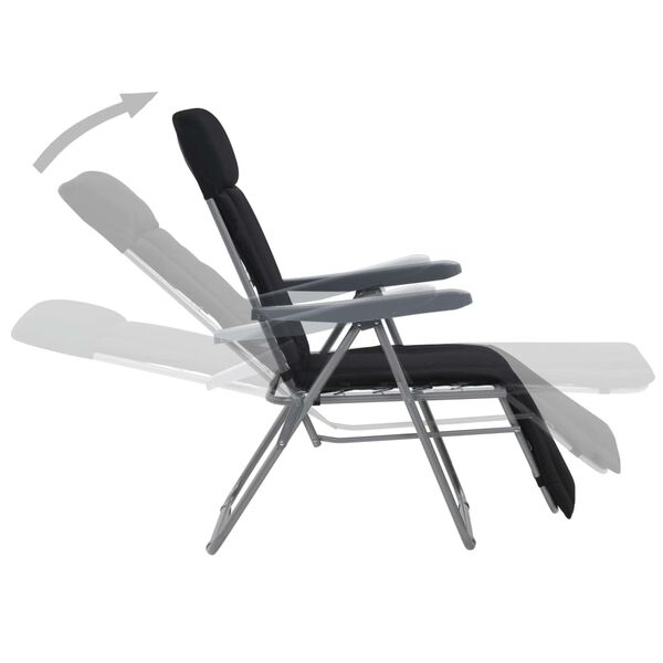 vidaXL sammenfoldelige havestole med hynder 2 stk. sort