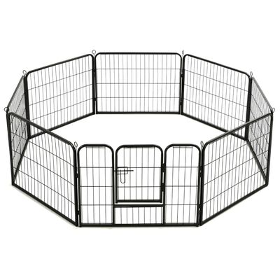 vidaXL løbegård til hunde 8 paneler stål 60 x 80 sort