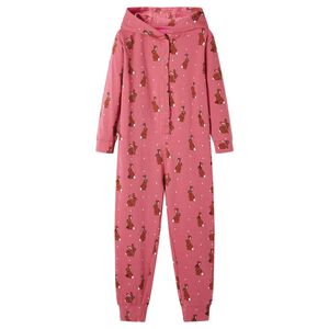 Onesie med h&aelig;tte til b&oslash;rn str. 104 gammelrosa