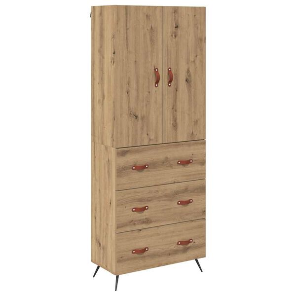 vidaXL Highboard Artisan Egetr&aelig; 69,5 x 34 x 180 cm Konstrueret tr&aelig;