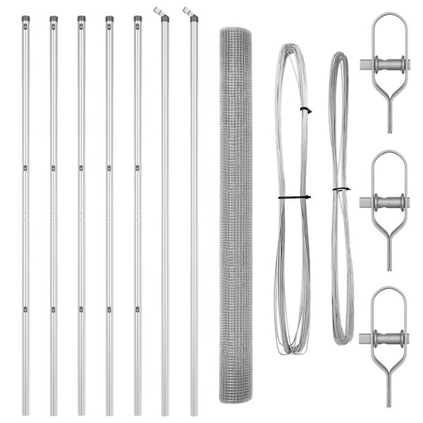 vidaXL Hegnsp&aelig;l S&oslash;lv 25 x 1,5 m (19 x 19 mm maske) St&aring;l