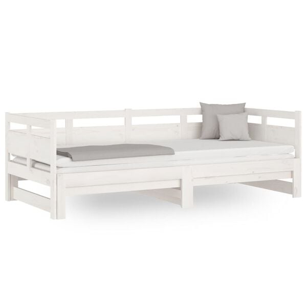 vidaXL daybed med udtr&aelig;k 2x(90x190) cm massivt fyrretr&aelig; hvid