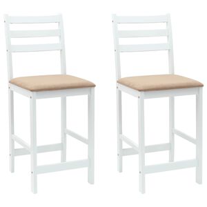 vidaXL Spisestole 2 stk. Massiv Gummitr&aelig; Hvid 40 x 47,5 x 99,5 cm