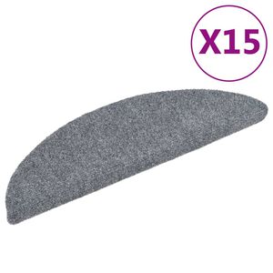 vidaXL trappem&aring;tter selvkl&aelig;bende 15 stk. 56x17x3 cm lysegr&aring; halvrunde