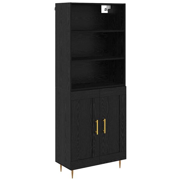 vidaXL Highboard med skuffe Sort eg 69,5 x 34 x 180 cm Konstrueret tr&aelig;