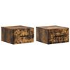 vidaXL V&aelig;gh&aelig;ngt Natbord med skuffe 2 pcs R&oslash;get eg 34,5 x 33 x 20 cm