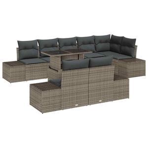 vidaXL Havesofa S&aelig;t med pude 9 pcs Gr&aring; polyrattan