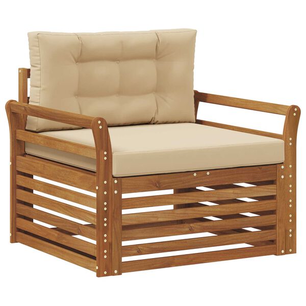 vidaXL Udend&oslash;rs sofagruppe Soli Akacietr&aelig; og polyester Naturfarvet