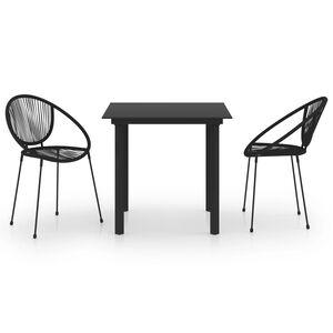 vidaXL udend&oslash;rs spisebordss&aelig;t 3 dele PVC-rattan sort