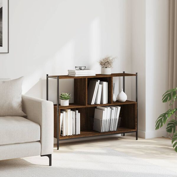 vidaXL bogreol 102x28x77,5 cm konstrueret træ brun egetræsfarve