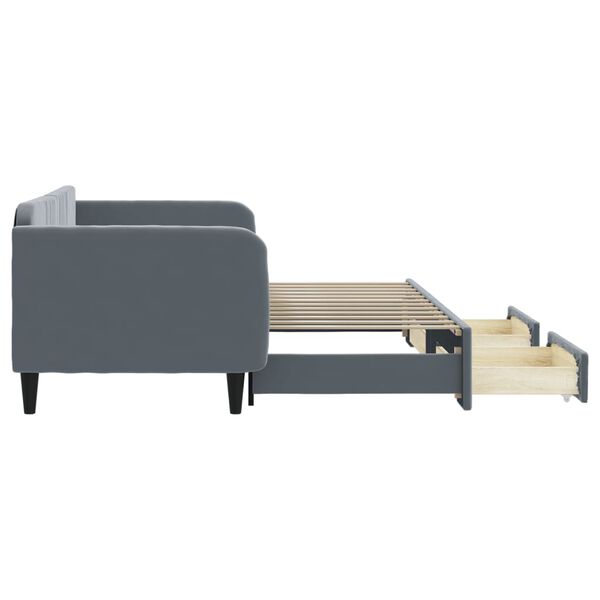 vidaXL daybed med udtr&aelig;k og skuffer 90x200 cm velour m&oslash;rkegr&aring;
